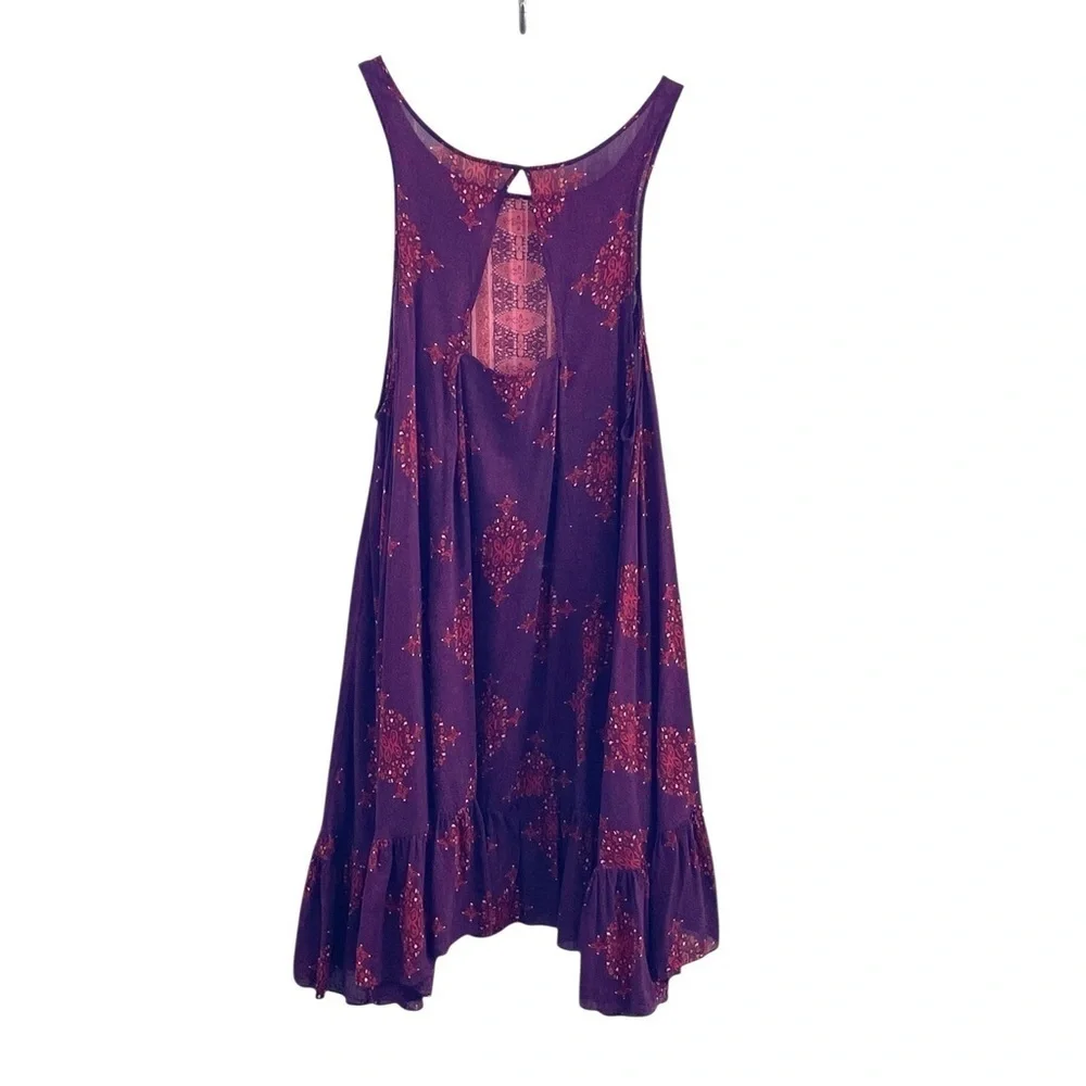 Free People Annka Border Slip Dress Asymmetrical Purple and Pink High-Lo Size M